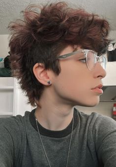 Grunge Mullet Haircut, Short Hair With Long Sideburns, Short Trans Haircuts, Short Hairstyles For Trans Men, Addison Grace Haircut, Fluffy Mullet Shaved Sides, Trans Ftm Haircuts Curly, Short Masc Hair Straight, Short Alt Hairstyles Masc