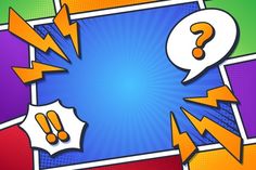 an abstract background with question marks and pop - art style speech bubbles in the center