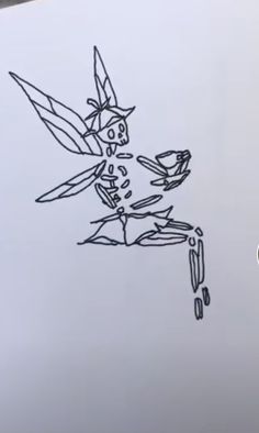 a drawing of a bird flying in the sky