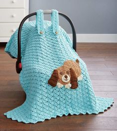 Puppy Snuggles Car Seat Cover Pattern – Mary Maxim Baby Car Seat Cover Pattern, Crochet Car Seat Cover, Car Seat Cover Pattern, Puppy Snuggles, Crochet Baby Blanket Free Pattern, Mary Maxim, Bear Blanket, Microcar, Crochet Car