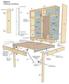 16000 teds wood working plans Fold Down Work Bench, Folding Work Bench, Woodworking Plans Workbench, Workbench Organization, Small Easy Woodworking Projects, Woodworking Organization, Crafting Table, Workbench Plans Diy, Woodworking Chair