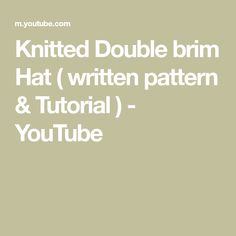 knitted double brim hat written in white text