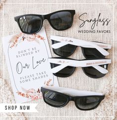 sunglasses and wedding favors for the bride