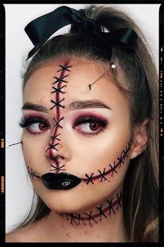 Voodoo doll makeup for halloween - Makeup Looks Inspiration Halloween Makeup Male, Easy Diy Halloween Makeup, Nem Halloween Makeup, Halloween Makeup Diy Easy, Wound Makeup