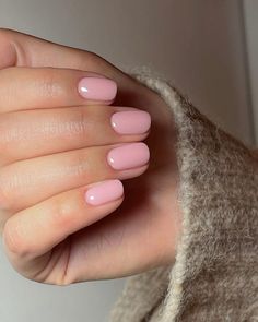 Dip Nails Square, Plain Simple Nails, Plain Nail Colors, Nails Plain Color, Pink Nails Gel, Short Pink Nails, Russian Manicure, Baby Pink Nails, Valentines Day Nails