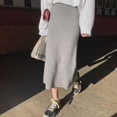 Brown Knit Skirt, Midi Skirt Winter, Split Hem Skirt, Midi Skirt Casual, Grey Skirt, Plaid Pleated Skirt, Knit Maxi Skirt, Knit Pencil Skirt, Knit Midi Skirt