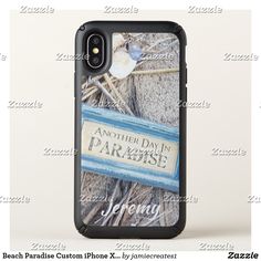 an iphone case with the words, another damn paradise on it and straw in front