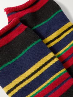 The Elder Statesman's socks are 'Rad' in look and feel. They've been knitted in the brand's Los Angeles studio from plush cashmere and patterned with bold, colourful stripes. Texture Socks, Elder Statesman, Cashmere Socks, Mens Luxury Fashion, Socks For Men, Sock Patterns, Striped Socks, Mens Designer Fashion, How To Wear Scarves