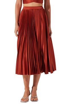 ASTR the Label Pleated Midi Skirt | Nordstrom Orange Skirt, Summer Capsule Wardrobe, Astr The Label, Skirt Midi, Pleated Midi Skirt, Free Fabric, Skirt Fashion, Long Skirt, Midi Length