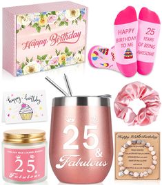 PRICES MAY VARY. 【25th Birthday Gifts for Women】Our exquisite gift box is made to impress everyone at first sight,try this unforgettable cute gift set for 25th birthday girl! Your loved one will certainly feel spoiled! On her 25th birthday, Awfrky exclusive and carefully curated gift box is a meaningful gifts for your daughter, niece, sister or granddaughter to warm her heart & let her know she is special! 【Gift for 25 Year Old Female】Packed with thoughtfully selected pieces, each item is chosen She Is Special, 18th Birthday Gifts For Girls, Girl Birthday Gifts, Happy 25th Birthday, 17th Birthday Gifts, Best Friends Gifts, 17 Birthday, 25th Birthday Gifts, Birthday Basket