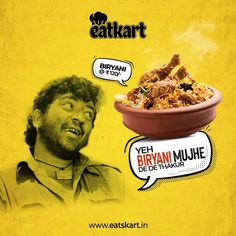 an advertisement with a bowl of food and a man's face in the background