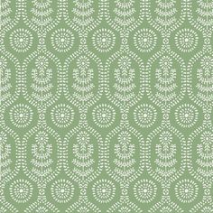 a green and white wallpaper with circular designs