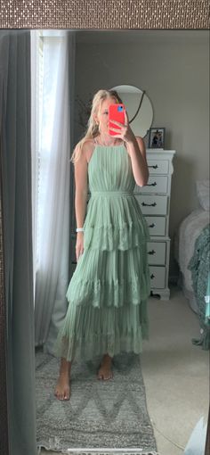 3 tier dress 
Ruffle dress 
Sage green 
Wedding dress Sage Boho Bridesmaid Dress, Sage Dress Casual, Sage Green Ruffle Dress, Granola Wedding Guest, Sage Green Mother Of The Groom Dress, Sage Dress Accessories, Wedding Guest Dress Sage Green, Sage Boho Dress, Sage Summer Dress