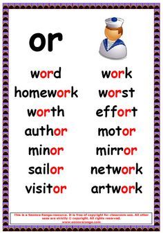 a poster with the words or word work in english and spanish, including an image of a