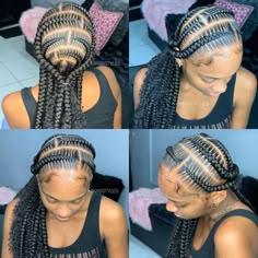 Stitch Braids Cornrows, Women Cornrows, Black Ponytail, Braids Cornrows, Big Box Braids Hairstyles, Braided Cornrow Hairstyles, Braids Hairstyles Pictures