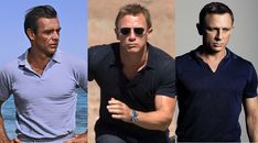 three men in polo shirts and one is wearing sunglasses