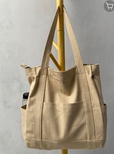 Chic Canvas Bag, Canvas Tote Bag With Pockets, Uni Tote Bag, Japanese Tote Bag, Handpainted Tote Bags, Tas Bahu