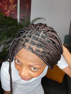 Handmade braided box braids wig, ear to ear braided frontal wig Lace Black 13x 4 Please put your makeup in the lace this is a very beautiful wig Brown color It's very comfortable and realistic. You will achieve a natural look like it's growing from your scalp. Wig looks so natural and beautiful & full😻 easy maintenance with water and leave in conditioner beautiful and great value for money Will Look Stunning On All Ladies And Skin Tones🤗. You Will Receive So Many Compliments !💃 Eliminate the Box Braid Wig, Beautiful Wigs, Braids Wig, Black Laces, Lace Frontal Wig, Frontal Wigs, Box Braids, Brown Color, Lace Wigs