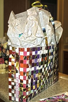 a bag that is sitting on top of a counter