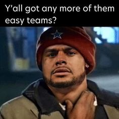 a man wearing a beanie and holding his hands to his chest with the caption yall got any more of them easy than easy teams?