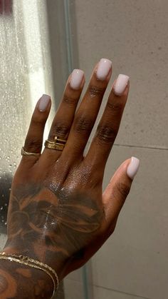 No Acrylic Manicure, Short Gel Nail Designs Minimalist, Soft White Gel Nails, Simple Gel Overlay Nails, Nail Overlay Designs Natural, Off White Overlay Nails, Milky White Overlay Nails, Overlay Short Nails Designs, Short Neutral Nails With Design