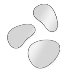 three oval mirrors sitting next to each other