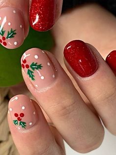 Kutek Disney, Red Christmas Nails, Christmas Nails Easy, Christmas Gel Nails, Her Nails, Cute Gel Nails, Festival Nails