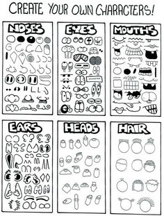 the printable worksheet for kids to learn how to draw and decorate their own characters