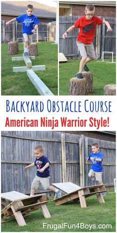 the backyard obstacle course for american ninja warrior style is great for kids to play in