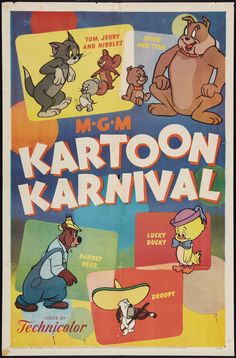 an old movie poster for cartoon kartoon karnval, featuring various characters