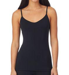 It's time to hit the town in this cute V-neck camisole. Perfect for layering under your favorite top! Made of modal and spandex. Camisole has V-neckline. Modal-blend knit adds an extra element of comfort and softness. Stretch knit moves with you. Cuddl Duds logo floats above lower left hem. Self-lined hem. Narrow, exposed elastic straps fully adjust with matte, coated metal hardware. Great for layering, especially in cold weather. Tagless. Pullover styling. Fitted. Cuddl Duds Women's Softwear wi Cuddl Duds, Lace Camisole, Metal Hardware, Pullover Styling, Basic Tank Top, Cold Weather, Layering, Spandex, V Neck