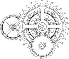 an image of gears and cogs in black and white