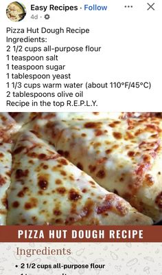 pizza hut dough recipe on the app