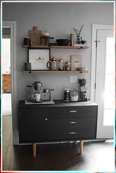 Coffee Bar - Amazon.com, one of the world's largest store. Click today to get what you are looking for. Koffie Stations, Coffee Bar Decorations, Coffee Bar In Kitchen, Kaffe Station, Bar In Kitchen, Kitchen Coffee Bar, Coffee Bar Station, Coffee Bar Ideas