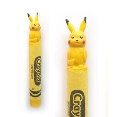 two yellow crayon erasers sitting next to each other