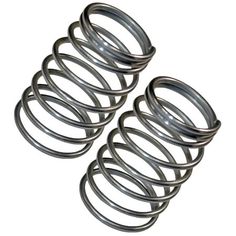 two metal springs are shown on a white background