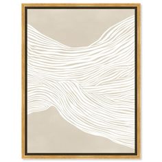 a white and gold framed art print with wavy lines