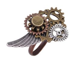 GET A STEAMPUNK LOOK WITH THIS RING WITH WINGS. Original Steampunk design Adjustable size Composition: metal and zinc alloy Steampunk Mode, Steampunk Wings, Steampunk Ring, Wing Ring, Gear Ring, Mechanical Gears, Steampunk Rings, Mothers Day Rings, Vintage Dragonfly