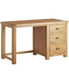 a wooden desk with three drawers on the bottom and one drawer at the top that is open