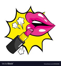 a woman's lips with lipstick on the tip of her lip and yellow background