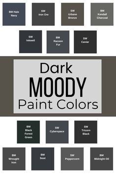 dark mood paint colors with the words dark mood painted on it