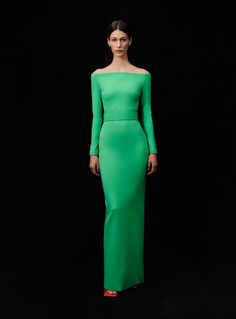 The Sabina Maxi Dress in Bright Green – Solace London US Modern Gown, Maxi Dress Winter, Solace London, London Dress, Column Gown, Spring Green, Winter Dresses, Bright Green