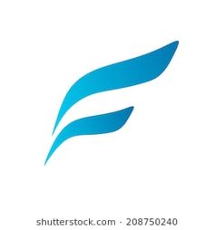 the letter f is made up of two blue curved lines on a white background, and it