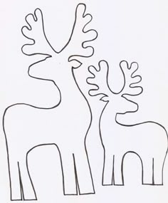 a drawing of two deer standing next to each other