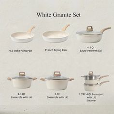 white ceramic cookware set with measurements