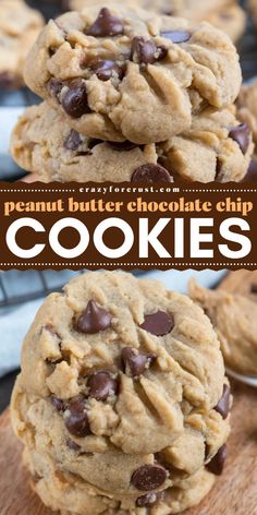 These Peanut Butter Chocolate Chip Cookies are a must for holiday baking recipes! These soft and chewy cookies offer the perfect balance of sweet and salty, making them an ideal choice for Christmas dessert ideas and easy Christmas cookies that everyone will enjoy. Cookie Dough Vegan, Butter Cookies Easy, Brown Butter Cookies, The Best Cookies, Best Cookies Ever, Chewy Peanut Butter Cookies