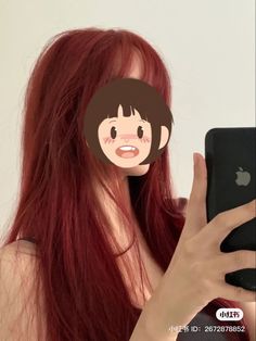 Japanese Red Hair, Red Hair Asian, Gorgeous Red Hair, Red Hair Ideas, Red Hair With Bangs, Hair Color Red, Red Orange Hair, Red Hair Color Ideas, Cherry Red Hair