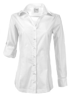 Our "Joey" Shirt is our semi-fitted basic. Can be worn in or out and is long enough to cover the "bum" Casual yet tailored white button down shirt for women in a crisp, high thread count cotton/spandex blend Button front, long sleeve can be rolled and tabbed to 3/4 sleeve 60% cotton / 35% Polyester / 5% Spandex Semi-fitted shape Hand or machine wash Made in USA Style # 1977017 White Button Shirt, Poplin Blouse, Tattoo Girl, Shirt Tucked In, White Button Down Shirt, White Button Down, Roll Up Sleeves, White Shirt Dress, Shirt For Women