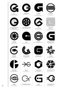 the different types of logos are shown in black and white, as well as an image of