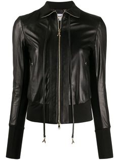 black leather classic collar front zip fastening long sleeves ribbed hem Leather Jackets Online, Designer Leather Jackets, Structured Jacket, Leather Jacket Black, Black Leather Jacket, Leather Jackets Women, Leather Jacket Men, Faux Leather Jackets, Leather Design